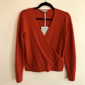 Everlane cashmere wrap sweater in rust, small